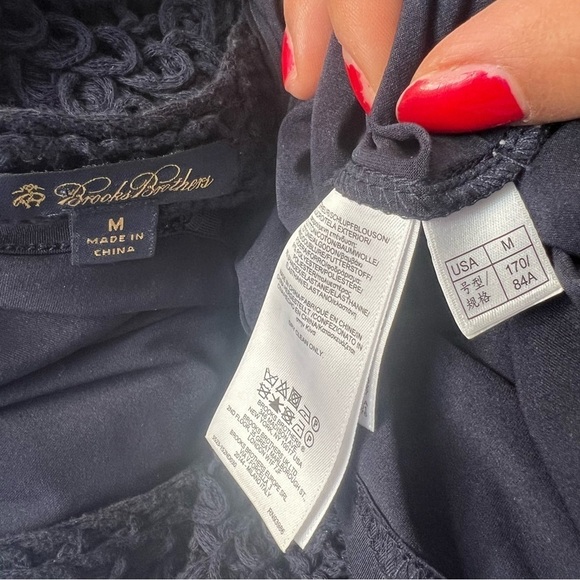 Brooks Brothers Crochet Cotton Midi Dress Preppy Career Business Blue Minimalist - Picture 11 of 13